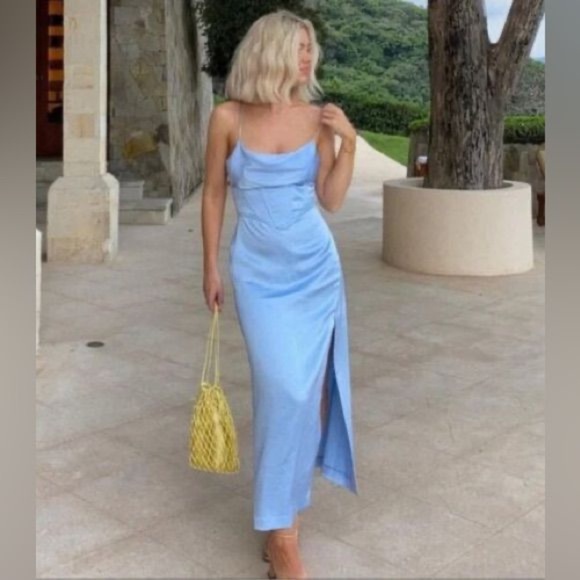 Zara Dresses & Skirts - Elegant Blue Sleeveless Dress